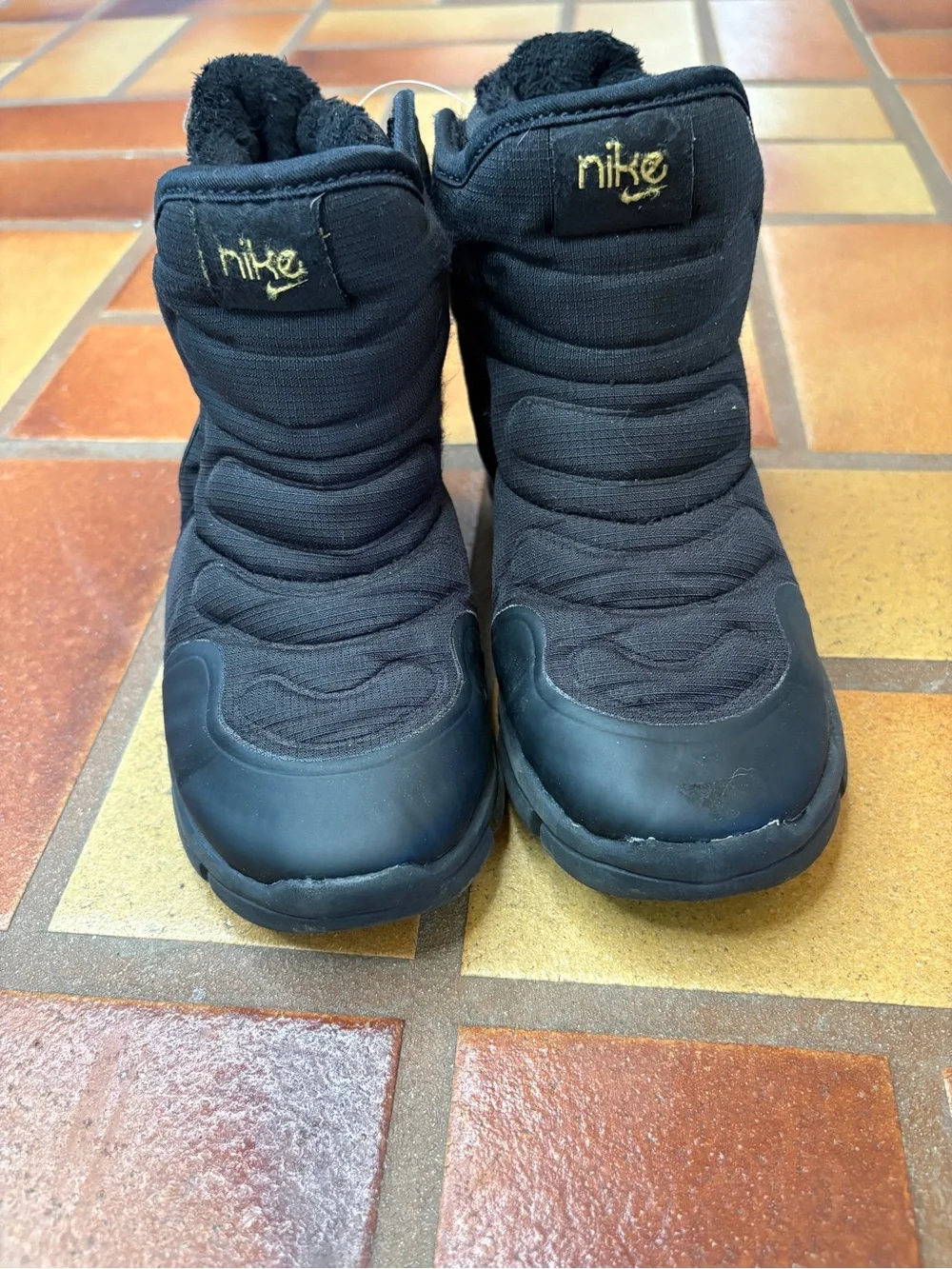 Nike Kids Black Boots with Gold Swoosh